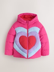 Little Bird by Jools Oliver Rainbow Heart Showerproof Padded Coat - Image 6 of 11