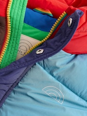 Little Bird by Jools Oliver Rainbow Colourblock Showerproof Boxy Puffer Coat - Image 10 of 13