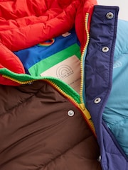 Little Bird by Jools Oliver Rainbow Colourblock Showerproof Boxy Puffer Coat - Image 11 of 13