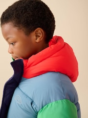Little Bird by Jools Oliver Rainbow Colourblock Showerproof Boxy Puffer Coat - Image 6 of 13