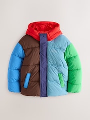 Little Bird by Jools Oliver Rainbow Colourblock Showerproof Boxy Puffer Coat - Image 7 of 13