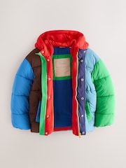 Little Bird by Jools Oliver Rainbow Colourblock Showerproof Boxy Puffer Coat - Image 8 of 13