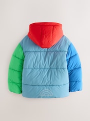 Little Bird by Jools Oliver Rainbow Colourblock Showerproof Boxy Puffer Coat - Image 9 of 13