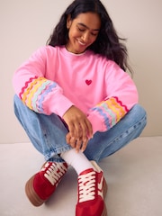 Pink Rainbow Ric Rac - Little Bird Oversized Crew Neck Sweatshirt - Attēls 1 no 5