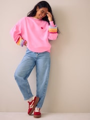 Pink Rainbow Ric Rac - Little Bird Oversized Crew Neck Sweatshirt - Attēls 4 no 5