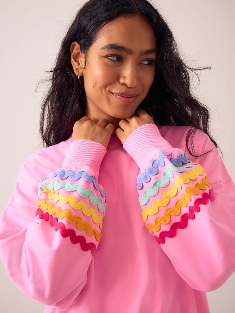 Pink Rainbow Ric Rac - Little Bird Oversized Crew Neck Sweatshirt - Attēls 5 no 5