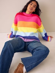 Little Bird by Jools Oliver Rainbow Stripe Knitted Jumper - Image 2 of 5