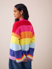 Little Bird by Jools Oliver Rainbow Stripe Knitted Jumper - Image 3 of 5