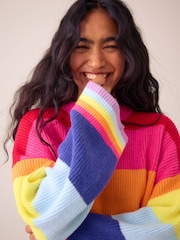 Little Bird by Jools Oliver Rainbow Stripe Knitted Jumper - Image 4 of 5