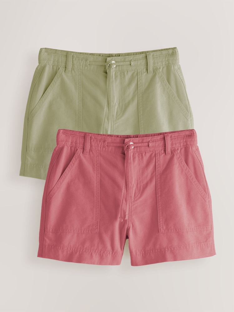 Pink / Khaki - Denim Utility Shorts 2 Pack - Larawan 1 ng 11