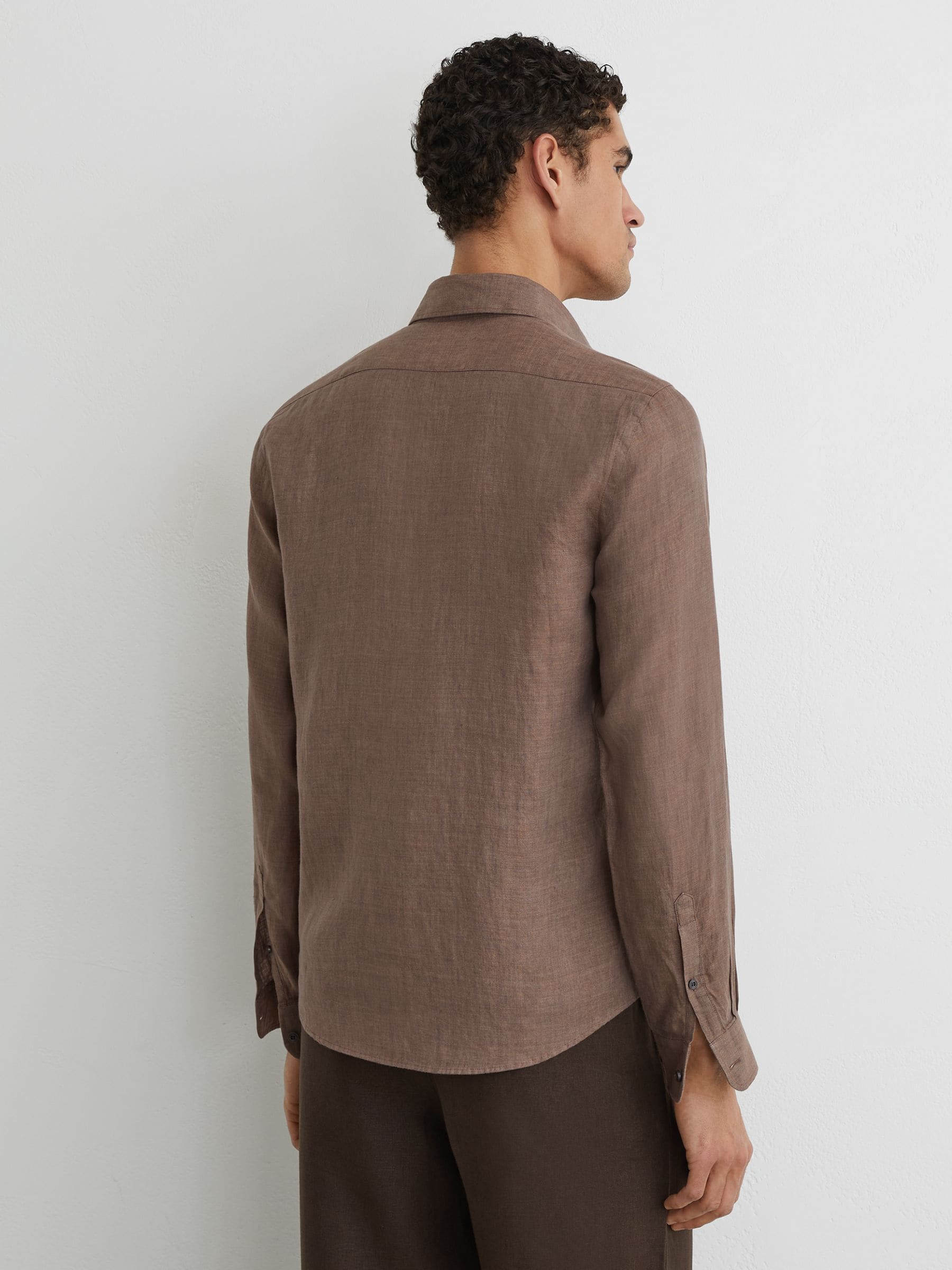 Buy Reiss Espresso Brown Queens Linen Regular-Fit Button-Down