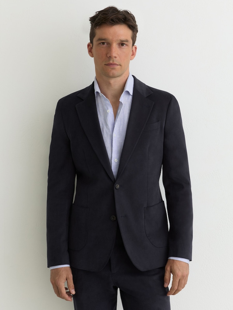 Azul marino - Reiss Regent Brushed Twill Single-Breasted Blazer Tailored-Fit - Imagen 1 de 9