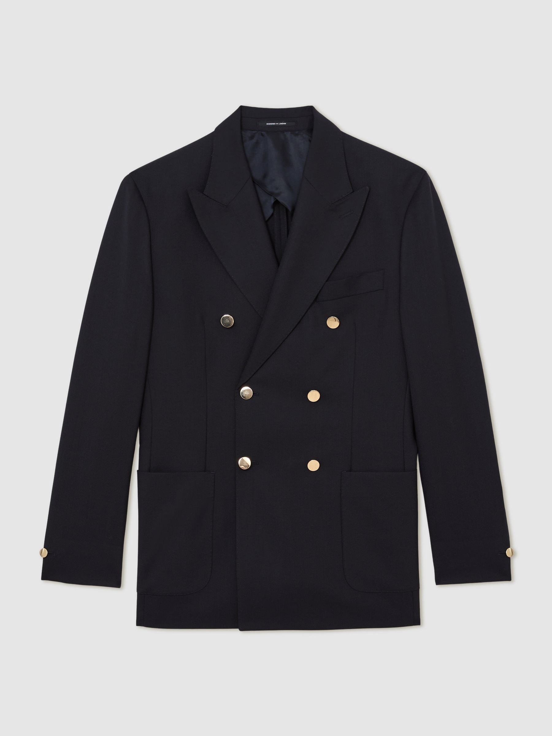 Buy Reiss Navy Captain Db Hopsack Double-Breasted Blazer Classic