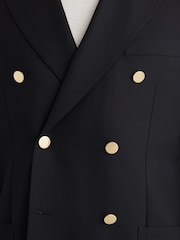 Reiss Navy Captain Db Hopsack Double-Breasted Blazer Classic-Fit with Wool - Image 4 of 8
