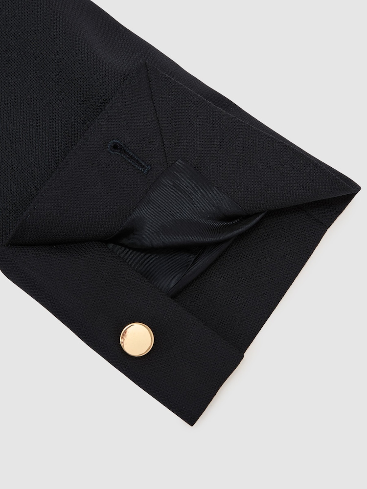 Reiss Navy Captain Db Hopsack Double-Breasted Blazer Classic-Fit with Wool - Image 8 of 8