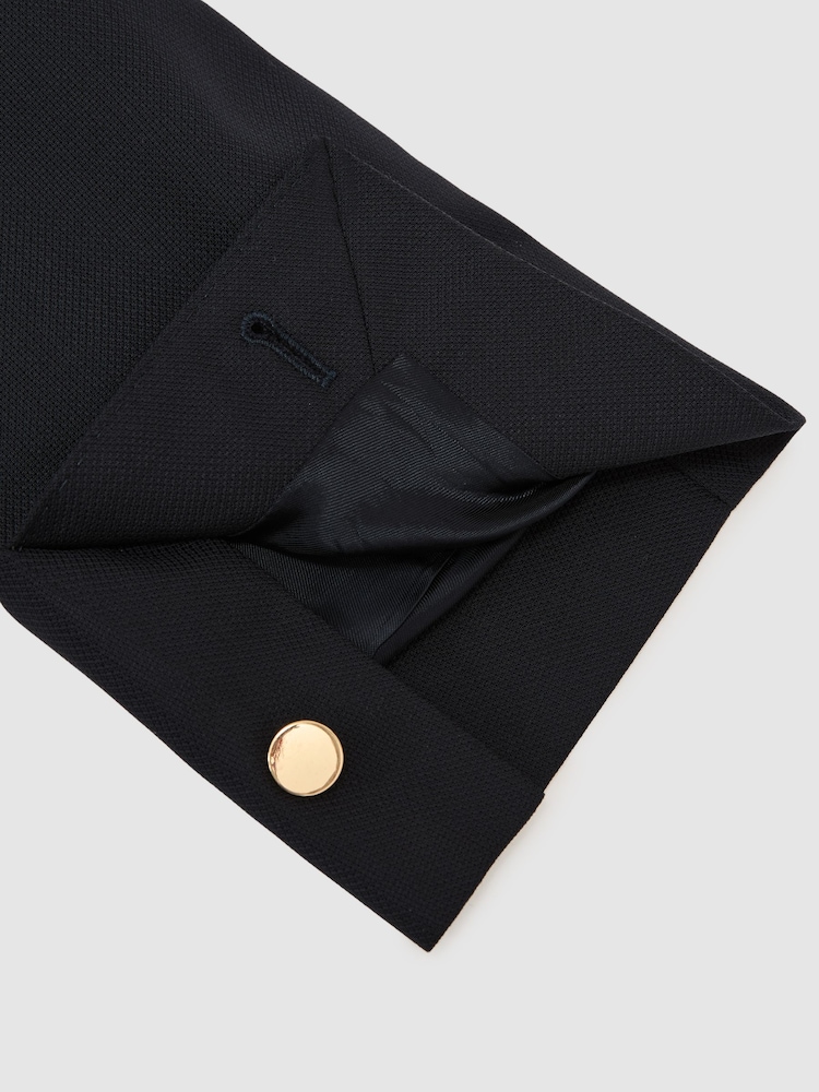 Reiss Navy Captain Db Hopsack Double-Breasted Blazer Classic-Fit with Wool - Image 9 of 9