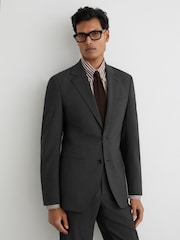 Reiss Grey Promise Wool-Blend Single-Breasted Suit Classic-Fit Blazer - Image 1 of 8