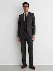 Reiss Grey Promise Wool-Blend Single-Breasted Suit Classic-Fit Blazer - Image 3 of 8