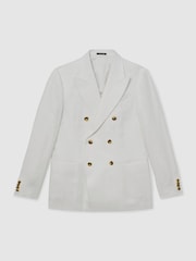 Blanc - Blazer ajusté Reiss Atlantic Db à double boutonnage en sergé de lin - Image 2 de 8