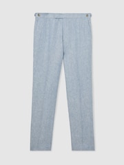 Reiss Soft Blue Atlantic Linen-Twill Tailored-Fit Suit Trousers - Image 2 of 6