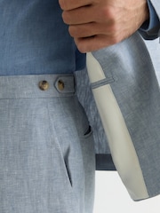 Reiss Soft Blue Atlantic Linen-Twill Tailored-Fit Suit Trousers - Image 5 of 6