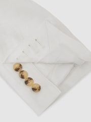 Blanc - Blazer Reiss Atlantic coupe ajustée à simple boutonnage en sergé de lin - Image 7 de 8