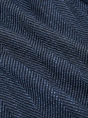 Reiss Navy Manci Single-Breasted Herringbone Blazer Tailored-Fit with Cotton - Image 8 of 8