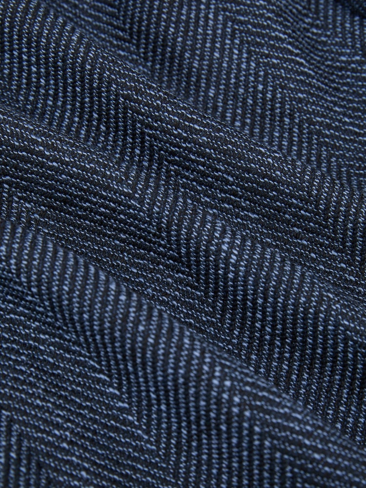 Reiss Navy Manci Single-Breasted Herringbone Blazer Tailored-Fit with Cotton - Image 8 of 8