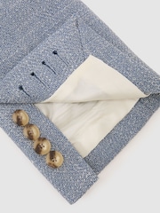 Reiss Soft Blue Manci Single-Breasted Herringbone Blazer Tailored-Fit with Cotton - Image 7 of 8