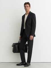 Reiss Black Promise Wool-Blend Classic-Fit Suit Trousers - Image 1 of 6