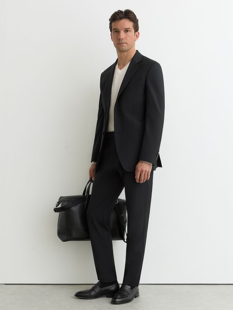 Reiss Black Promise Wool-Blend Classic-Fit Suit Trousers - Image 1 of 6