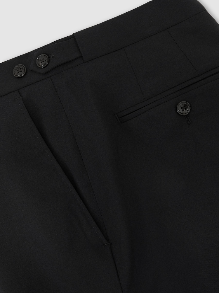 Reiss Black Promise Wool-Blend Classic-Fit Suit Trousers - Image 6 of 6