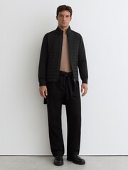 Reiss Black Asher Hybrid Interlock-Jersey Quilted Jacket - Image 4 of 6