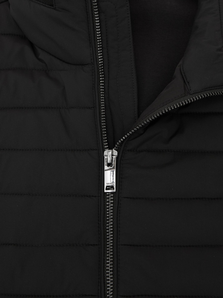 Reiss Black Asher Hybrid Interlock-Jersey Quilted Jacket - Image 6 of 6
