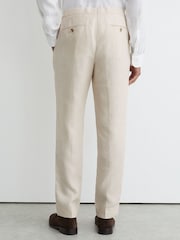 Песочный - Брюки приталенного кроя из саржи и лен Reiss Atlantic - Изображение 5 6
