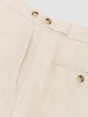 Песочный - Брюки приталенного кроя из саржи и лен Reiss Atlantic - Изображение 6 6