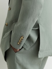 sauge - Blazer ajusté Reiss Atlantic Db à double boutonnage en sergé de lin - Image 5 de 9