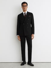 Reiss Black Belmont Double-Breasted Suit Jacket Tailored-Fit with Wool - Image 3 of 9