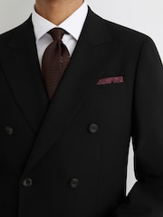 Reiss Black Belmont Double-Breasted Suit Jacket Tailored-Fit with Wool - Image 4 of 9