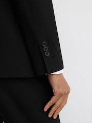 Reiss Black Belmont Double-Breasted Suit Jacket Tailored-Fit with Wool - Image 6 of 9