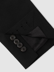 Reiss Black Belmont Double-Breasted Suit Jacket Tailored-Fit with Wool - Image 8 of 9