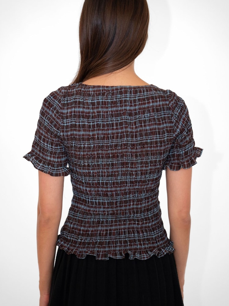 Amy Lynn Light Brown Frill Sleeve Top - Image 2 of 3 Amy Lynn Light Brown Frill Sleeve Top - Image 2 of 3