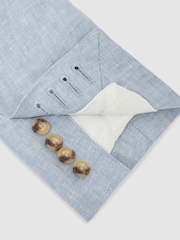 Bleu clair - Blazer ajusté Reiss Atlantic Db à double boutonnage en sergé de lin - Image 7 de 8