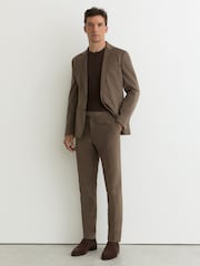 Marrón topo - Reiss Regent Brushed Twill Tailored-Fit Trousers - Imagen 1 de 6