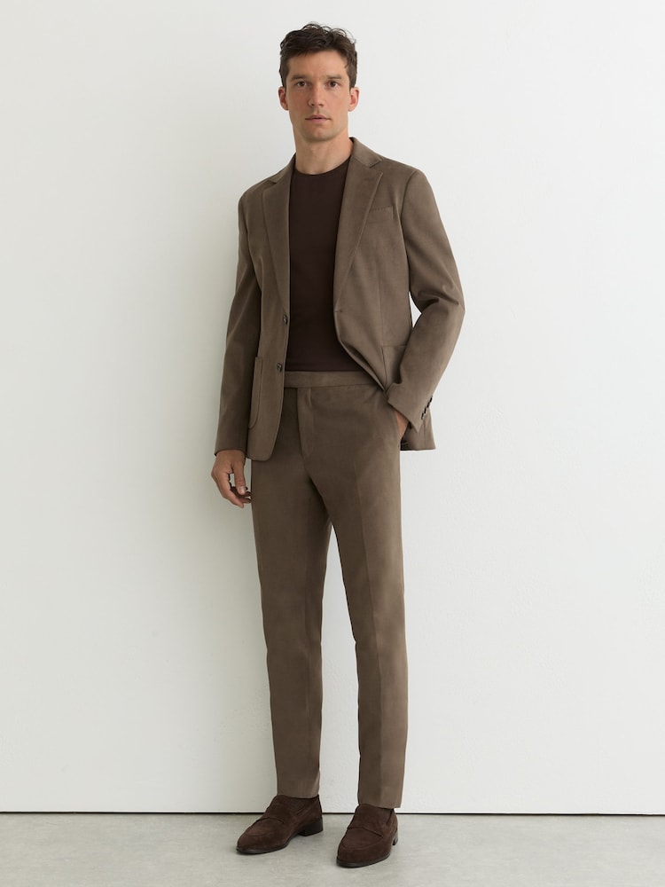 Marrón topo - Reiss Regent Brushed Twill Tailored-Fit Trousers - Imagen 1 de 6 Marrón topo - Reiss Regent Brushed Twill Tailored-Fit Trousers - Imagen 1 de 6