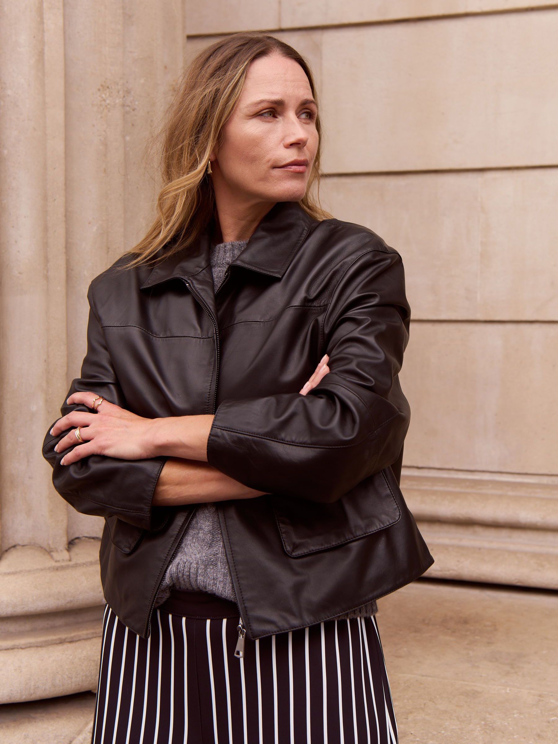 Buy Anthology By JD Williams Black Premium Leather Biker Jacket 