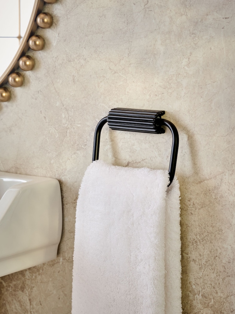 Black Rib Towel Rail Ring - Image 1 of 4