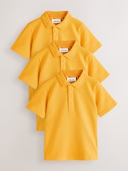Clarks Yellow Short Sleeve School Polo Shirts 3 Pack - Image 1 of 5