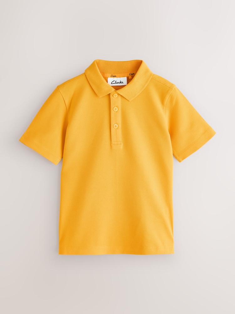 Clarks Yellow Short Sleeve School Polo Shirts 3 Pack - Image 2 of 5