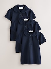 Clarks Navy Short Sleeve School Polo Shirts 3 Pack - Image 1 of 7